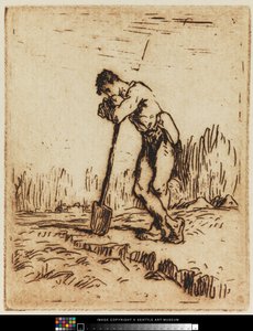 スペードにもたれる男 作： Jean Francois I Millet