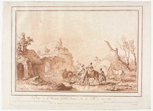 村の城壁前 作： Jean Francois Janinet