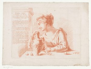 女性と水差しのタイトルプリント 人体の一部を使用したコンポジション (シリーズ タイトル) Huitième Cahier, the Principes de Dessin (オブジェクトのシリーズ タイトル)