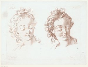 2 つの女性の頭 人体パーツを使ったコンポジション（シリーズタイトル） Cahier de principals du dessein d