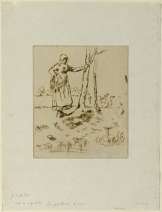 ガチョウを気遣う少女 作： Jean Francois Millet