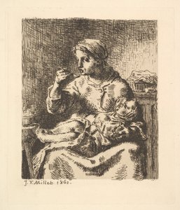 お粥の冷却、1861年。 作： Jean Francois Millet
