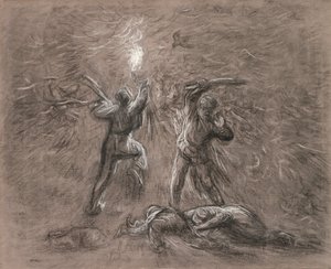 トーチライトによる狩猟鳥 作： Jean Francois Millet