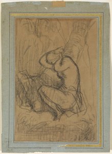お風呂の後、長い髪をピンで留める若い女性 作： Jean Francois Millet