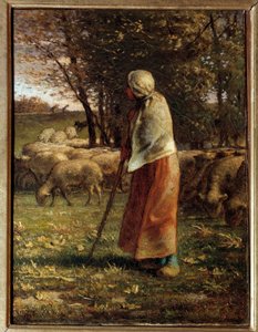 La petite bergere ジャン・フランソワ・ミレー（1814-1875）の絵画 19世紀 日0.32x0.25 m パリ、オルセー美術館 作： Jean Francois Millet