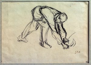 ジャン・フランソワ・ミレー(1814-1875)が描いた「Le reap preparatoire」 19世紀 パリ、ルーヴル美術館 作： Jean Francois Millet