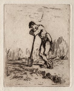 スペードに寄りかかる男 作： Jean Francois Millet