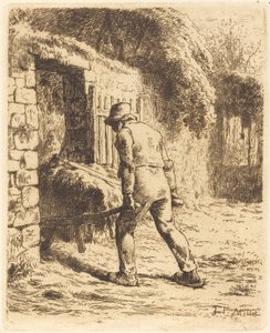手押し車を持った男（肥料から戻ってきた農民） 作： Jean Francois Millet