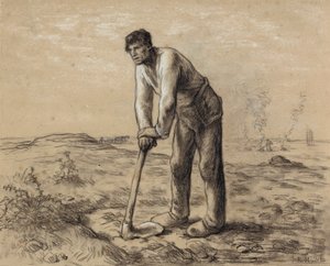 鍬を持つ男、1860〜62年頃 作： Jean Francois Millet