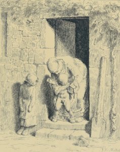 母性治療、1862年（ガラスの写真） 作： Jean Francois Millet