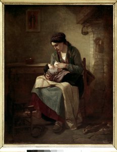 農民の胸騒ぎ ジャン・フランソワ・ミレー（1814-1875）の絵画 1845年 日0,81x0,54 m パリ、ルーヴル美術館 作： Jean Francois Millet