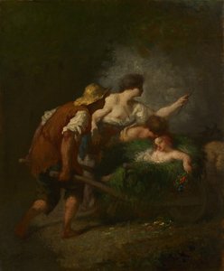 野原からの帰還、c.1846-1847 作： Jean Francois Millet
