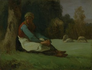 座り込んだ羊飼いの女性」1850年代頃 作： Jean Francois Millet