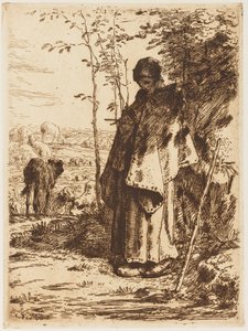 羊飼いの編み物 作： Jean Francois Millet