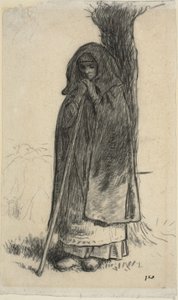 木にもたれる羊飼い 作： Jean Francois Millet