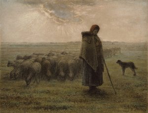 羊飼いと彼女の群れ、1862-63 作： Jean Francois Millet