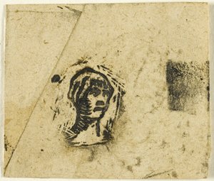 スケッチ、フラグメント: ハンカチを着た女性の頭部 作： Jean Francois Millet
