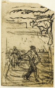 スケッチ、断片: 木の根元に座る農民 作： Jean Francois Millet