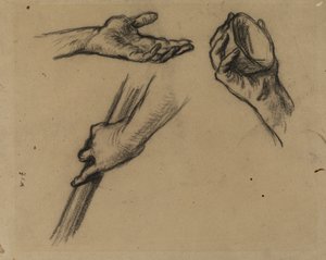 手に関する研究（紙に木炭） 作： Jean Francois Millet