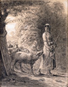 新生子羊、1860年頃 作： Jean Francois Millet
