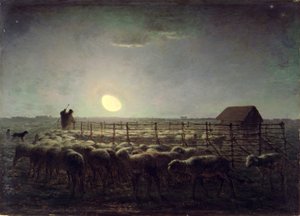 羊小屋、月光 作： Jean Francois Millet