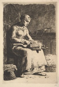 1855-56年頃の「ウールカーダー」。 作： Jean Francois Millet
