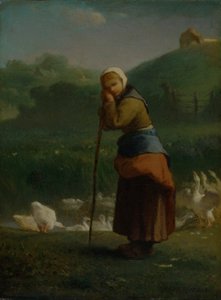「グルチーのガチョウの娘」、1854-6 作： Jean Francois Millet