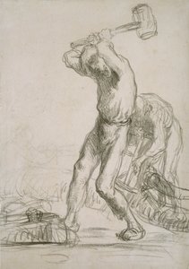 木を製材して割る 2 人の農夫、c1850-1851 作： Jean Francois Millet