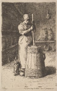 女性の攪拌バター、1855-56