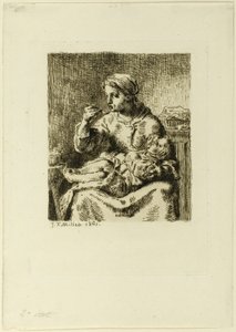 彼女の子供に餌をやる女性 作： Jean Francois Millet