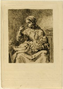 彼女の子供に餌をやる女性 作： Jean Francois Millet
