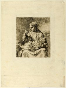 彼女の子供に餌をやる女性 作： Jean Francois Millet