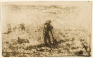 服を着る女性 作： Jean Francois Millet