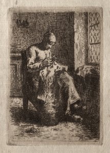 女性の縫製。 作： Jean Francois Millet