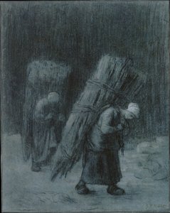小枝を運ぶ女性、カリフォルニア州。 1858年。 作： Jean Francois Millet