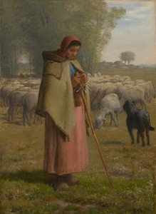 羊を守る少女、1860年頃？62 作： Jean Francois Millet