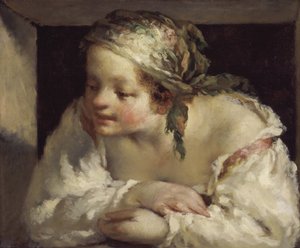 若い女性、1844-45 作： Jean Francois Millet