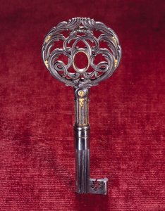 ルイ15世の執務室の鍵、円の中に2つの「L」が刻まれている。ジャン・フランソワ・オーベン（1721-1763）作