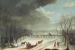 1767年のそりでのコンデ王子狩り 作： Jean Francois Perdrix