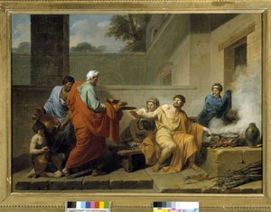 古代ローマ：「サムナイトのプレゼントを拒否するマニウス・クリウス・デンタトゥス」 作： Jean François Pierre Peyron