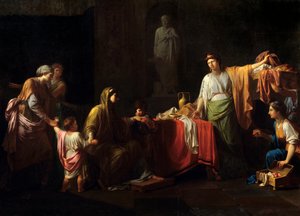 の詳細。コーネリー（紀元前189～110年）グラックス家の母 - ティベリウス・センプロニウス・グラックスとその弟カイウス・センプロニウス・グラックスはグラックス家と呼ばれ、ローマの政治家であった - ジャン・フランソワ・ペイロン（1744～1814）による絵画