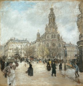 トリニテ広場、パリ、1​​886年頃（キャンバスに油彩） 作： Jean Francois Rafaelli