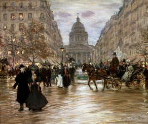 19世紀後半または20世紀初頭のサンミシェル大通り。 作： Jean Francois Raffaelli