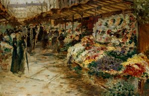フラワーマーケット、1882年。 作： Jean Francois Raffaelli