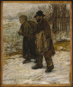 Parisian Rag Pickers、c.1885（パネルに取り付けられた紙に油とクレヨン） 作： Jean Francois Raffaelli