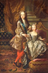 フランスのルイ 15 世 (ヴェルサイユ 1710-1774) とスペインのマリアナ ビクトリア、スペインのインファンタ (マドリッド) の肖像 作： Jean François de Troy