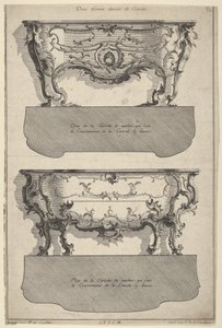 「Livre de differents dessein de Comodes」の2つの箪笥のデザイン、1745-56 作： Jean François Cuvilliés