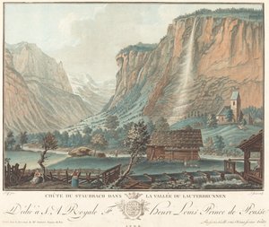 Chute de Staubbach, dans la Vallée de Lauterbrunnen (ラウターブルンネン渓谷のシュタウバッハの滝)