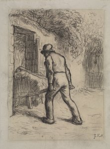 手押し車を持った男性のための研究 作： Jean Francois Millet