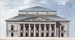 サンクトペテルブルク帝国ボリショイカメニー劇場のファサード、1802 作： Jean François Thomas de Thomon
